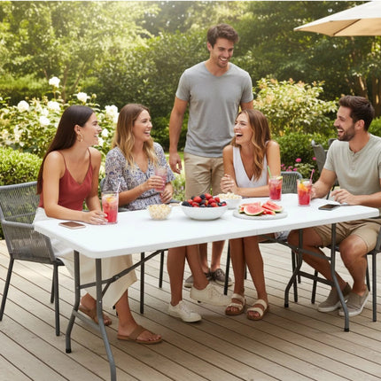 2x Folding Table Portable Trestle Camping Picnic Party Garden Market Stall 6ft