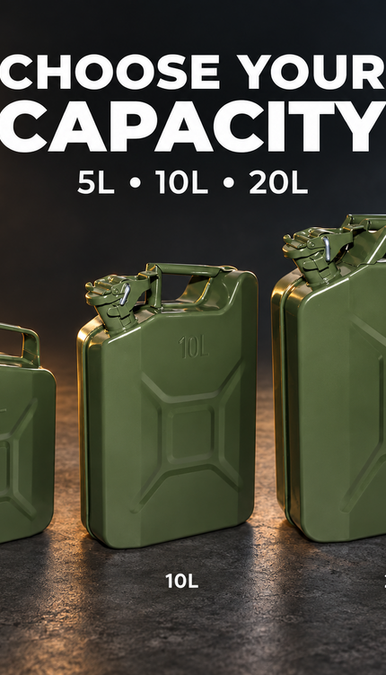 Metal Jerry Can 20L & Spout Heavy Duty Petrol Diesel Storage Container