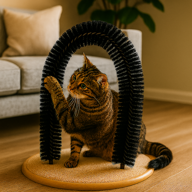 Cat Self Grooming Arch Kitten Massager Bristle Brush Scratcher Play Catnip