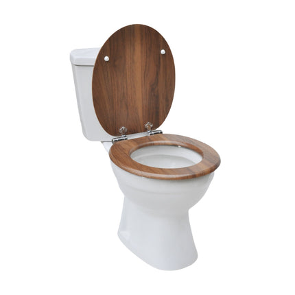 18'' Universal Wooden Toilet Seat Easy Fit Bathroom WC Seat with Fittings