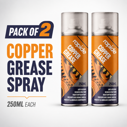 2x Rapide Copper Grease Spray 250ml Protects Lubricates Prevent Seizure Squeaks