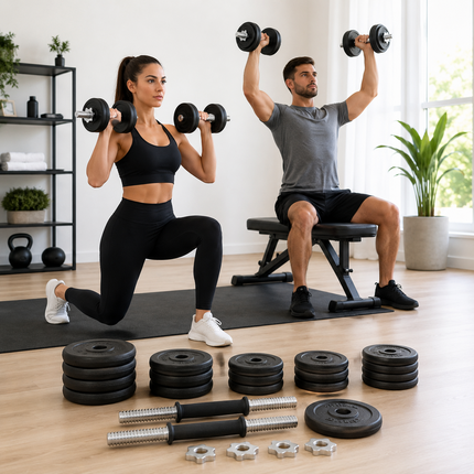 Weight Plates Cast Iron Dumbbell Handles Nuts Set