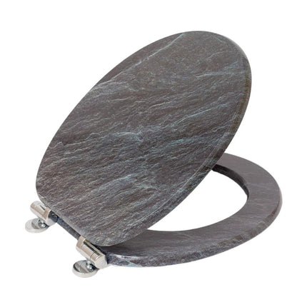 18'' Universal Wooden Toilet Seat Easy Fit Bathroom WC Seat with Fittings