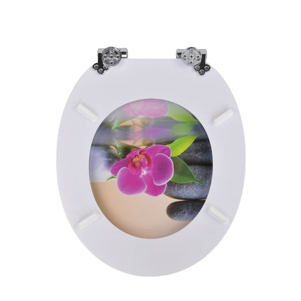 18" Universal Wooden Toilet Seat Orchid Stone Easy Fit WC with Fittings