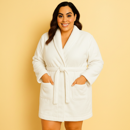S/M Unisex Cotton Terry Shawl Bathrobe – White