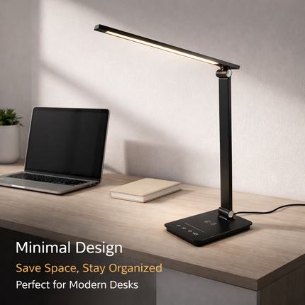 5 Lighting Modes Dimmable LED Desk Lamp Wireless Charging for Home Office