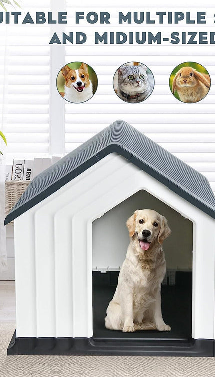 Dog House Plastic Durable Kennel Shelter Weatherproof In /Outdoor Animal Shelter
