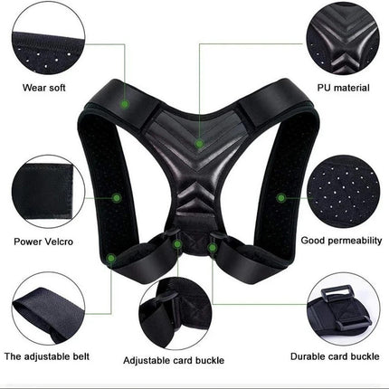 XL Posture Corrector Bad Back Brace Unisex Adults Lumbar Shoulder Support Belt