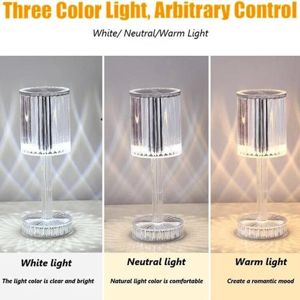 Crystal Touch Table Lamp 7 Color LED Rechargeable w/ Remote Desk Room Light