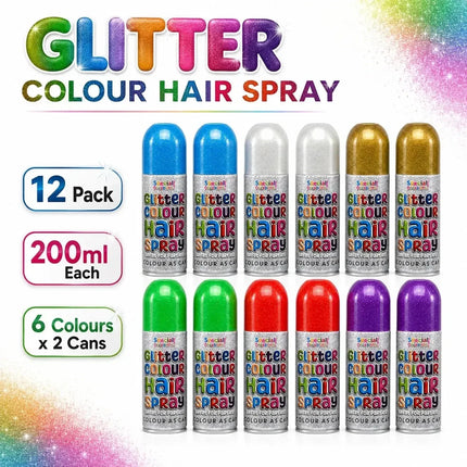 Temporary Hair Colour Spray 200ml Washable Glitter & Classic Dress Party Colours