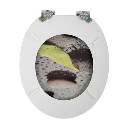 18" Universal Toilet Seat MDF Wooden Bathroom WC Easy Fit + Fittings Novelty