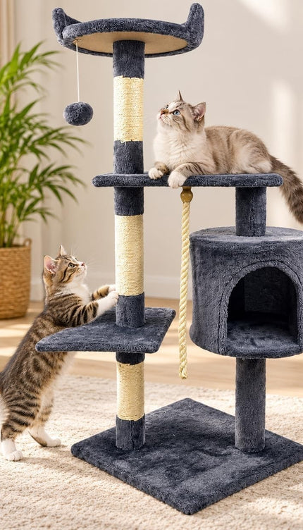 Multi Level Cat Tree 120cm Sisal Scratching Post Hammock