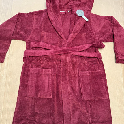 L/XL Burgundy Unisex Cotton Terry Bathrobe Gown Soft Spa Towel Robe Men Women