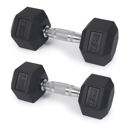Hex Dumbbells Set 2.5kg-20kg Pair Rubber Encased Hexagonal Weight Lifting Gym