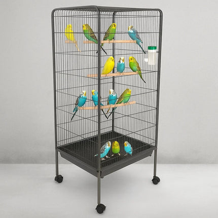 Large 53" Steel Bird Cage Standing Flight Aviary for Parrots Cockatiels & Pigeon