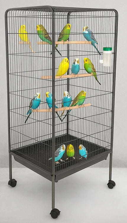 Large 53" Steel Bird Cage Standing Flight Aviary for Parrots Cockatiels & Pigeon