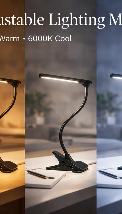 USB LED Clip-On Desk Lamp Flexible Adjustable Reading Light Bedside Table