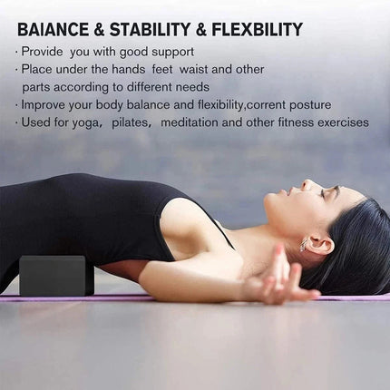Yoga Gym Blocks 2pcs Black Comfortable Non-Slip Workout Fitness Bricks Pilates