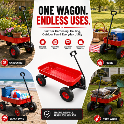 Garden Trolley Cart 150kg Heavy Duty Wheels Lawn Beach Wagon Hand Truck