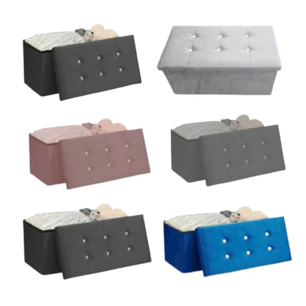 OTTOMAN STORAGE BOX FOLDING STORAGE OTTOMAN POUFFE BENCH SEAT TOY BOX 76cm
