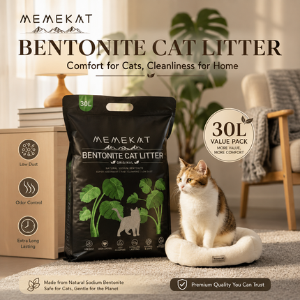 Bentonite Cat Litter Clumping Unscented Dust Free Odour Control 10L 20L 30L
