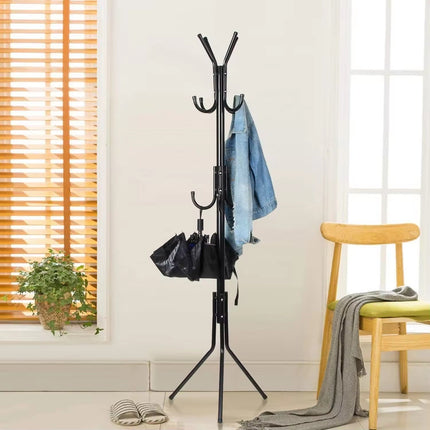 12-Hook Metal Coat Rack Stand Tree for Hats, Clothes, Umbrellas & Accessories