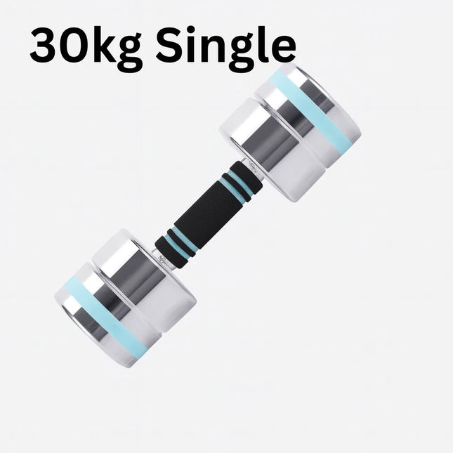 30kg Dumbbell Chrome Steel Ultra Compact  Anti Slip Grip Exercise Fitness Gym