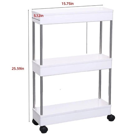 Slim Storage Trolley Rack on Wheels Kitchen Bathroom Spice Holder Sliding Shelf