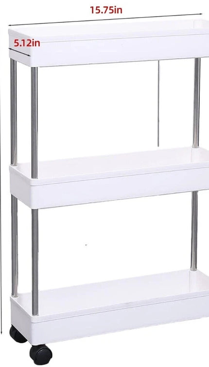 Slim Storage Trolley Rack on Wheels Kitchen Bathroom Spice Holder Sliding Shelf