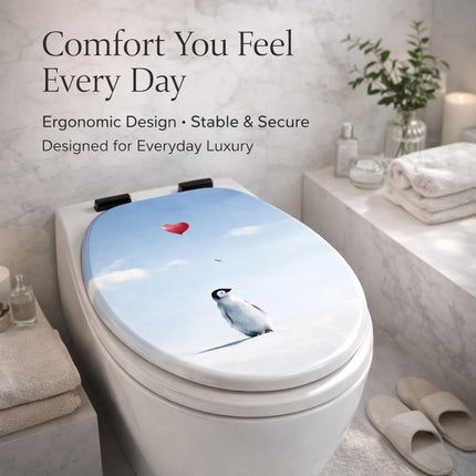 18" Universal Toilet Seat MDF Wooden Bathroom WC Easy Fit + Fittings Novelty