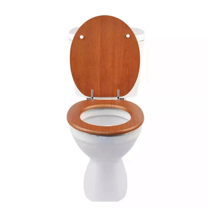 18" Toilet Seat With Fittings Easy Fit MDF Wooden Universal Bathroom WC Seat
