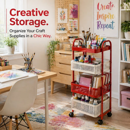 Rotating Storage Rack Square Trolley Kitchen Bathroom Organizer Vegetable Shelf