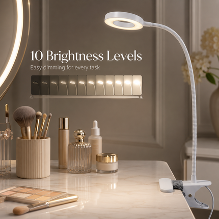 LED Gooseneck Clip Desk Lamp USB Dimmable 3 Colour Modes 10 Brightness Level