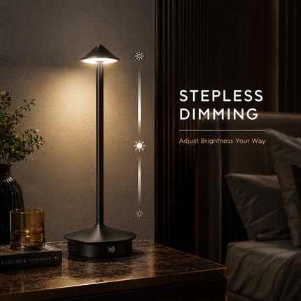 Cordless LED Table Lamp USB-C Rechargeable Dimmable Metal Light 3 Colour Modes