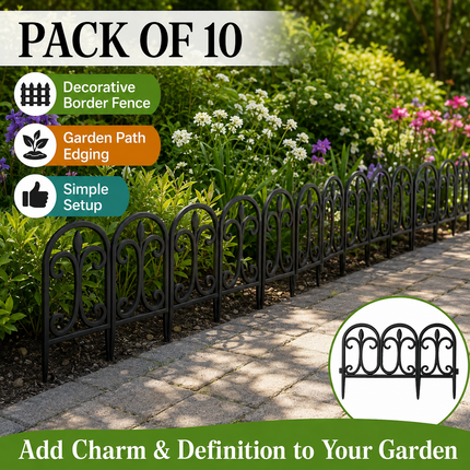 Garden Edging Fence 10PCS Wood Effect Lawn Border