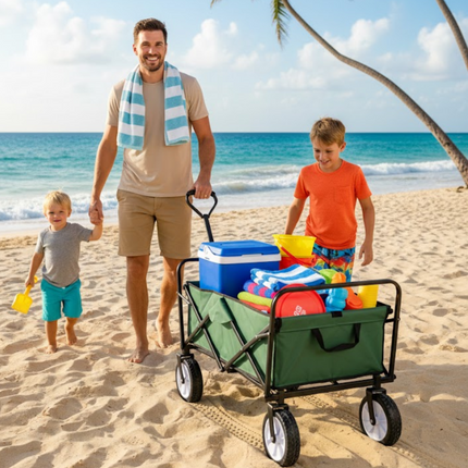 Collapsible Folding Wagon Trolley Cart 80kg On Wheels Festival Camping & Garden