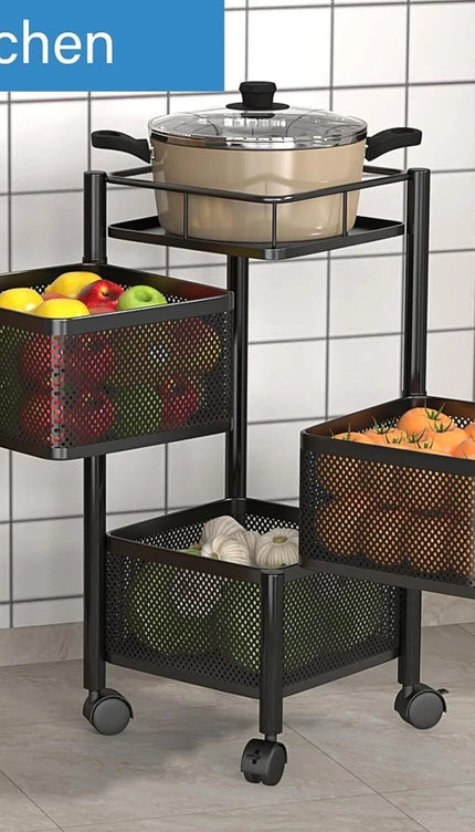 4/5/6 Tier Rolling Storage Trolley – Space-Saving Kitchen & Home Organizer
