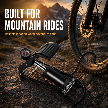 Bike Foot Pump Single Piston with Guage 120PSI Bicycle Universal Smart Valve