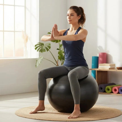 85cm Fitness Exercise Ball Black Anti Burst Yoga Swiss Pregnancy Ball With Pump