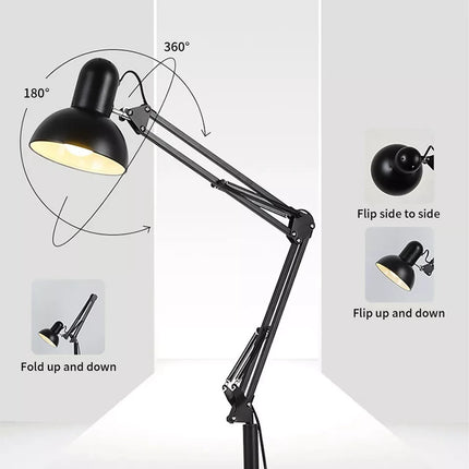 Modern Metal Floor Lamp Flexible Swing Arms Reading Floor Adjustable Tall Light