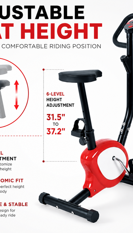 Exercise Bike With Adjustable Seat Cardio Exercise Gym Upright Spinning Bicycle