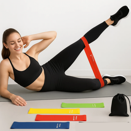 Resistance Bands Set Latex Fitness Elastic Yoga Strength Training for Home + Bag