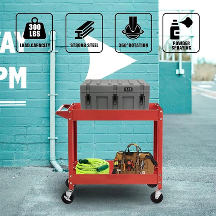 2/3 Tier Heavy Duty Tool Storage Trolley Cart with Wheels Garage Workshop DIY