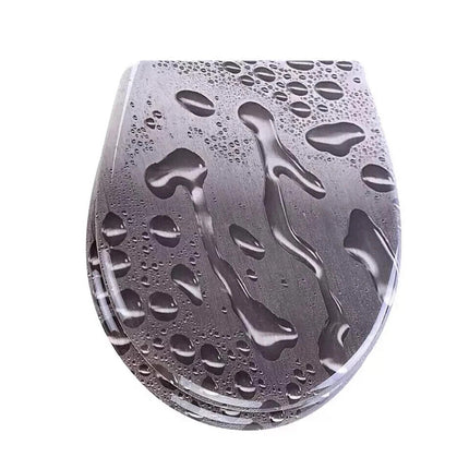 Universal Toilet Seat Water Droplets Black Novelty Easy Fit Bathroom WC Seat 18'