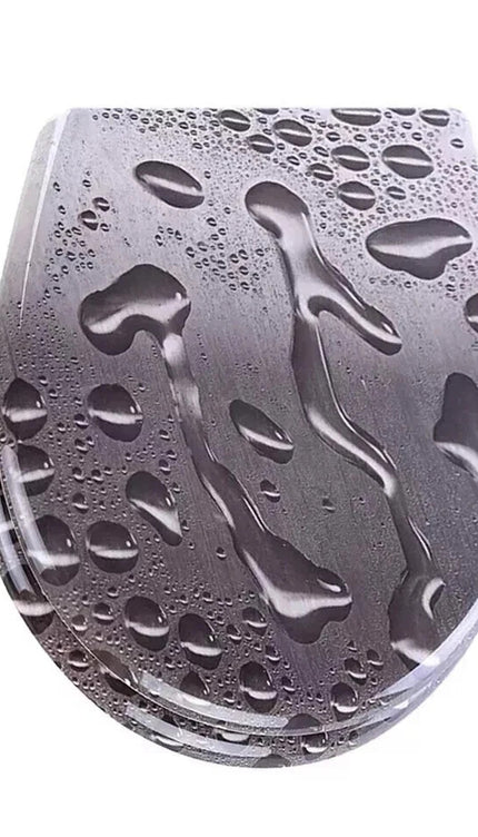 Universal Toilet Seat Water Droplets Black Novelty Easy Fit Bathroom WC Seat 18'
