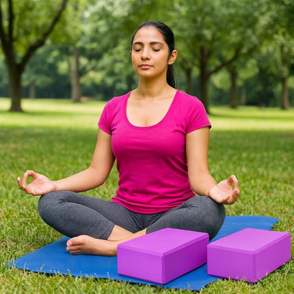 Yoga Gym Blocks Brick Foam Pair Exercise Training Pilates Meditation Anti Slip