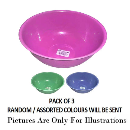 3x Washing Up Bowl 5 Liters Round Plastic Basin Sink Kitchen Cutlery Tidy Mixing