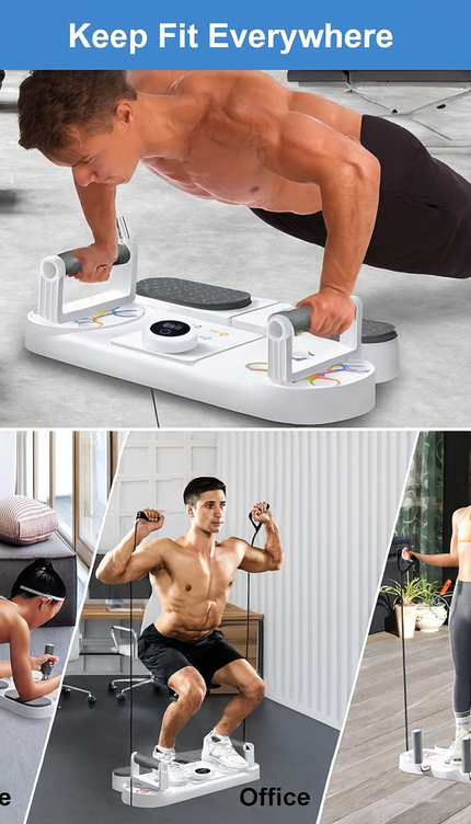 3-in-1 Portable Push Up Board with Bands & Counter