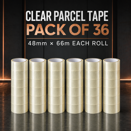 Parcel Tape 48mm X 66m Strong Heavy Duty for Secure Box Packing 36-Rolls Clear
