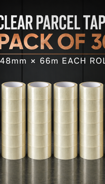 Heavy Duty Clear Parcel Tape – 36 Rolls, 48mm × 66m